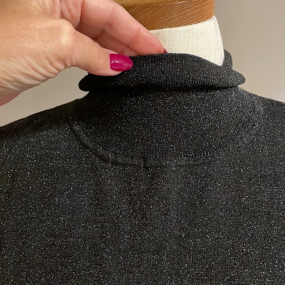 Additions by CHICOS Black SPARKLE MOCK neck sleeveless tank top Chico 3 (reg XL) - Picture 4 of 9